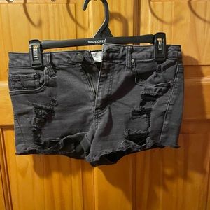 Black jean shorts mid rise